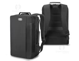 Mochila/Pasta para Notebook Premium em couro preto, moderna, com alça, fecho de metal, design profissional e espaçoso para