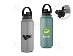 Garrafa térmica de 1,1L em plástico transparente, com tampa e design clean. O objeto é um recipiente para líquidos, ideal