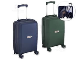 Mala de bordo preta com design moderno, ideal para viagens de negócios. Equipada com compartimento para laptop e espaço para
