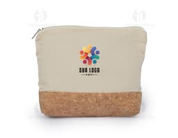 Cotton Cosmetic Bag with vintage design, pillow shape, soft texture, and grunge details. Empty container with zipper closure