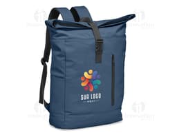 Mochila de cuero sintético negra de 45 litros, estilo casual y elegante. Ideal para viajes, negocios o compras. Posee asa de