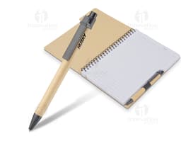 Brown vintage leather notebook with blank pages, pen, and money written on it.