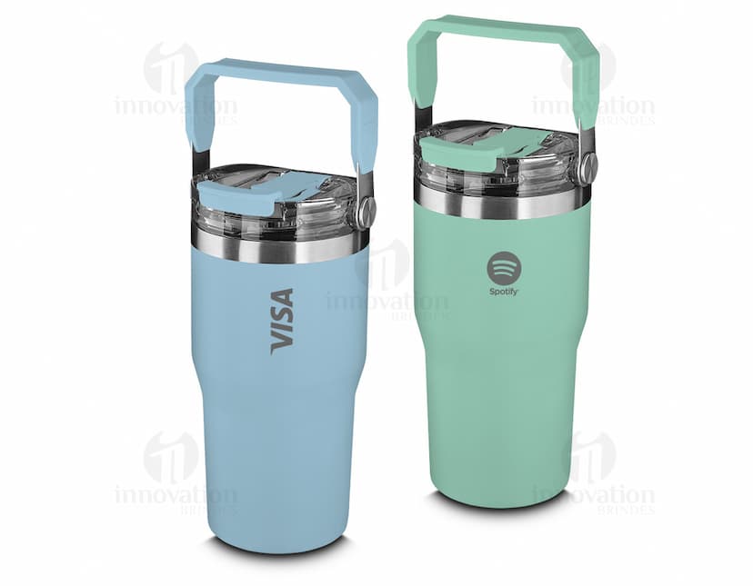 Garrafa térmica de 650ml de material plástico transparente com tampa metálica, ideal para armazenar líquidos quentes ou frios. A garrafa possui alça e design ergonômico, proporcionando facilidade no manuseio. Perfeita para manter a temperatura de bebidas como café, chá ou água por mais tempo.