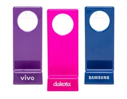 Suporte para celular em papel timbrado branco com design moderno e símbolo de negócios. Elemento gráfico 3D vazio com ícone