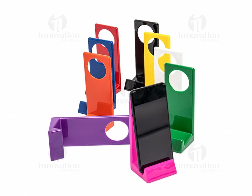 Ícone de suporte para celular em papel cartão com design 3D. Inclui sign e ícones de negócios. Reflection e shiny label no product packing. Ideal para uso em escritório, lojas, e-commerce, etc.