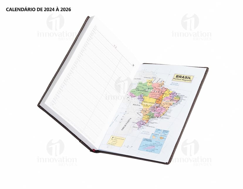 Agenda Diária 2025 em design vintage e textura marrom, com capa preta e papel em branco para anotações. Equipamento de tecnologia, ideal para escrita de lembretes e organização de compromissos e informações no escritório ou na escola. Inclui espaço para listas, notas e dados, com moderno sistema de armazenamento digital.