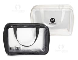 Neceser PVC Impermeable en formato de mochila, diseño moderno y limpio, con cierre en metal cromado. Hecho en material