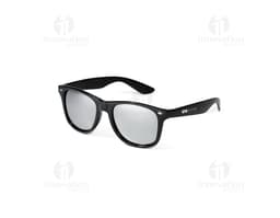 Óculos de sol preto e elegante com lentes de proteção UV, proporcionando estilo e proteção para os olhos. O acessório de moda