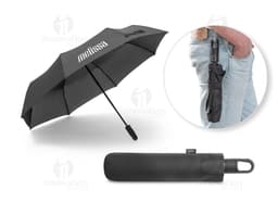 Black foldable umbrella in the shape of a graduation cap, symbolizing success and education. The 3D object is open and empty
