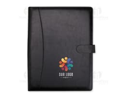 Pasta de convenção em couro preto com fecho imantado, ideais para armazenar documentos, laptop, dinheiro e outros objetos de