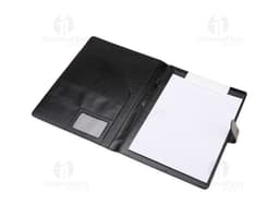 Pasta de convenção em couro preto com fecho imantado, ideais para armazenar documentos, laptop, dinheiro e outros objetos de