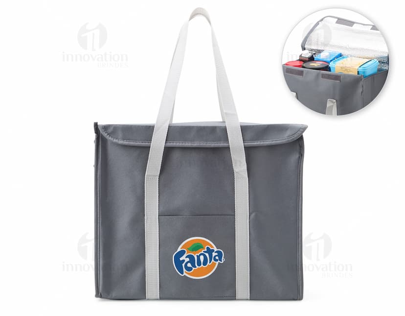 Bolsa Térmica 34 Litros de cor azul, com alça ajustável e fecho em zíper. Ideal para manter alimentos e bebidas refrigerados por longos períodos.