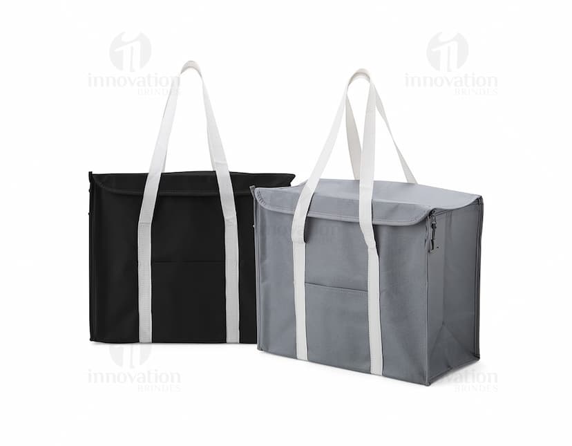 Bolsa Térmica 34 Litros de cor azul, com alça ajustável e fecho em zíper. Ideal para manter alimentos e bebidas refrigerados por longos períodos.