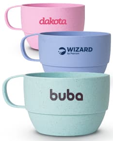 Caneca Palha de Trigo 300ml em cor bege, feita de material sustentável.