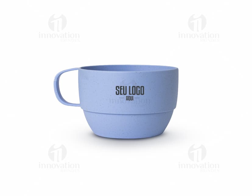 Caneca Palha de Trigo 300ml em cor bege, feita de material sustentável.