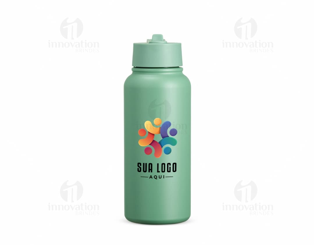 Garrafa térmica de 900ml em plástico transparente com tampa amarela. Perfeita para armazenar líquidos quentes ou frios. Ideal para manter a bebida fresca durante horas.