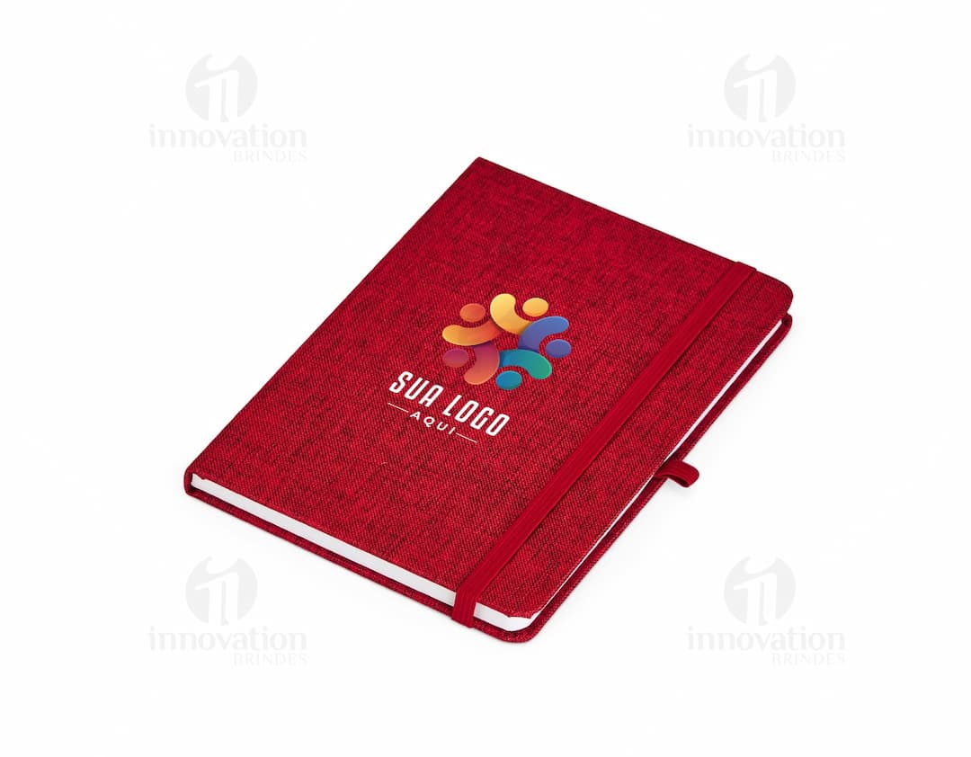 Caderneta em linho com porta caneta, em cores neutras, com capa protetora, folhas em branco e fecho de elástico. Ideal para anotações no escritório, reuniões de negócios ou estudos. Design vintage e textura de linho, perfeito para decoração ou uso pessoal.