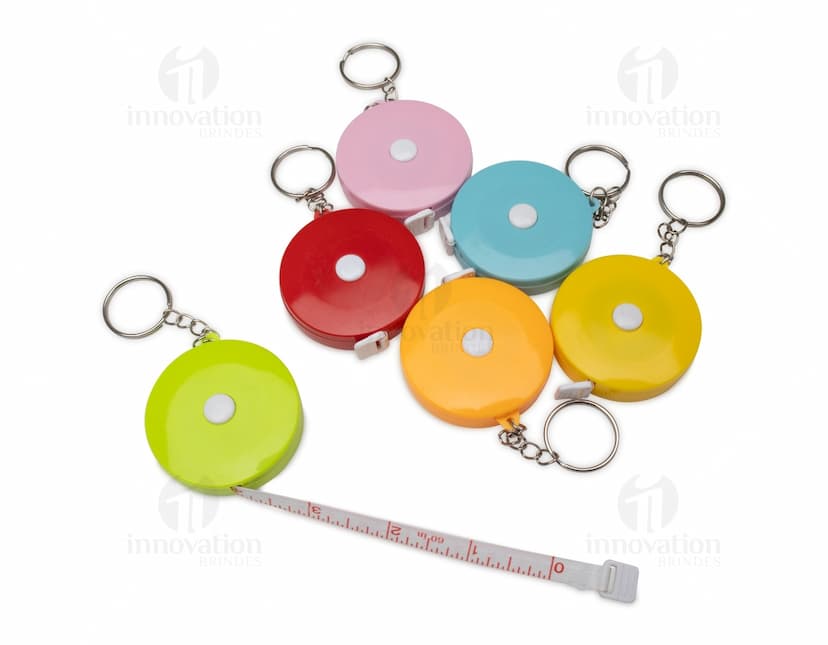 Fita Métrica Plástica de 1,5m com ícones de frutas coloridas, design moderno em forma de circulo, atraente e brilhante, elemento de decoração detalhado e coleção de objetos de cores vibrantes.