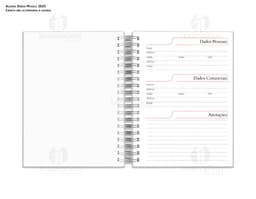 Agenda Wire-o com capa azul, espaço para anotações e espiral na lateral.