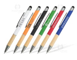 Caneta Metal Touch preta, com design elegante e ponta touch screen.