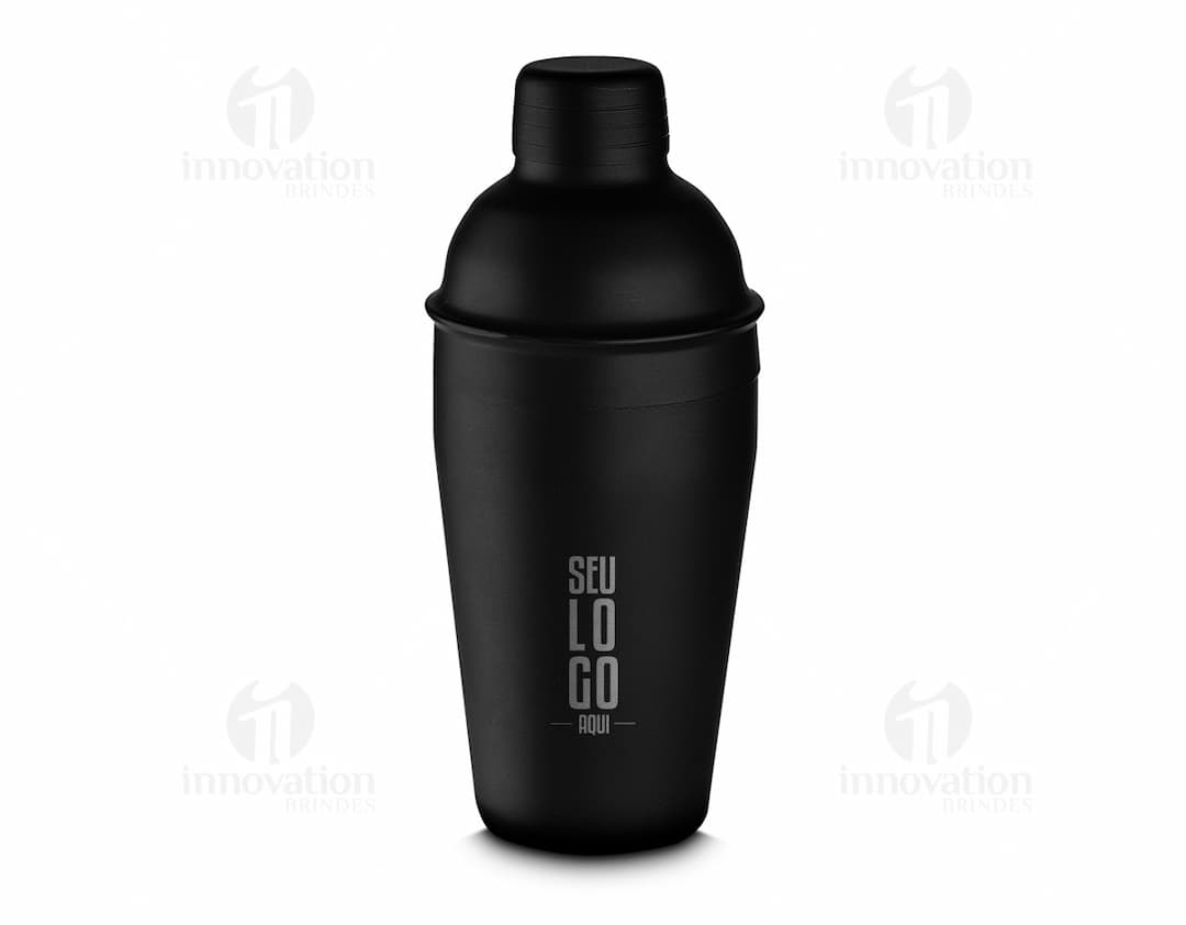 Kit Drink Coqueteleira e Acessórios em fundo branco com uma coqueteleira de vidro, um mexedor, um dosador e um filtro de gelo.