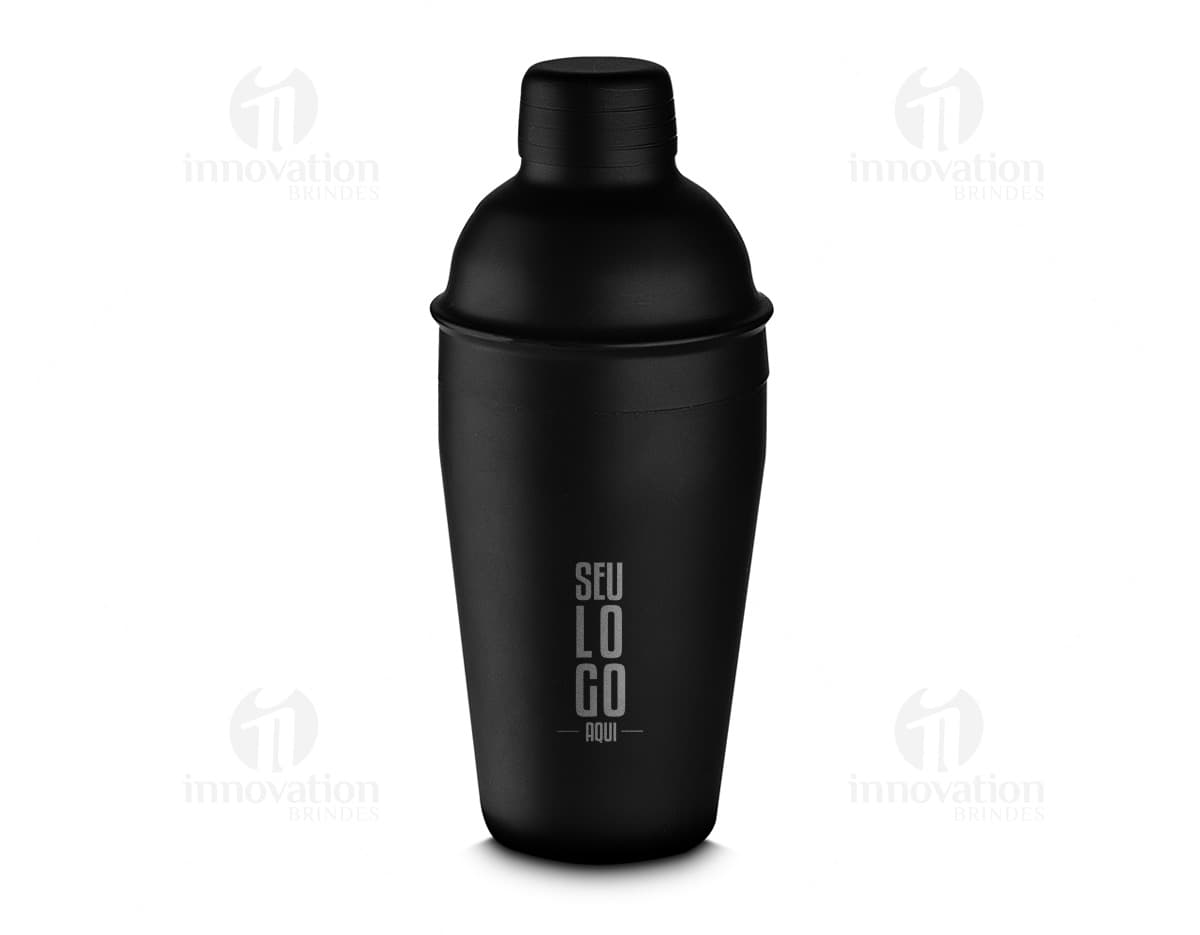Kit Drink Coqueteleira e Acessórios em fundo branco com uma coqueteleira de vidro, um mexedor, um dosador e um filtro de gelo.