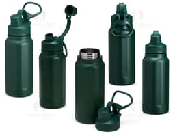 Garrafa térmica com alça de 750ml em fundo branco.