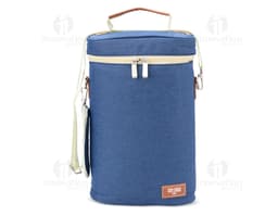 Porta-Botellas Térmico Doble en acero inoxidable con diseño elegante y asa para facilitar el transporte. Ideal para mantener