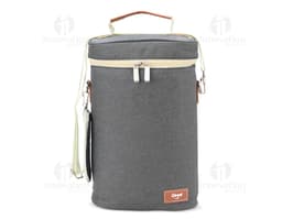 Porta-Botellas Térmico Doble en acero inoxidable con diseño elegante y asa para facilitar el transporte. Ideal para mantener