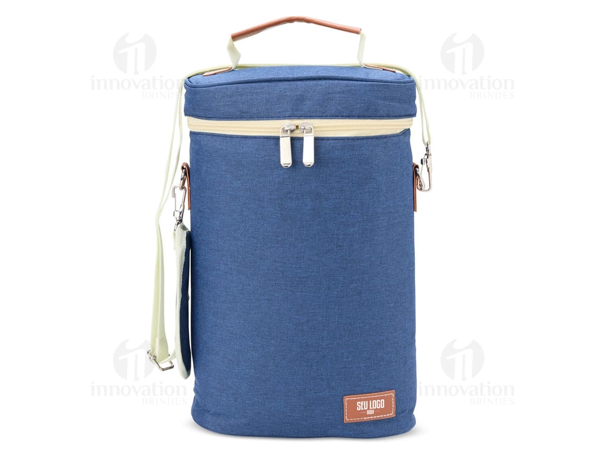 Porta-Garrafas Térmico Duplo em aço inoxidável com design moderno e elegante, ideal para manter a temperatura das bebidas por mais tempo.