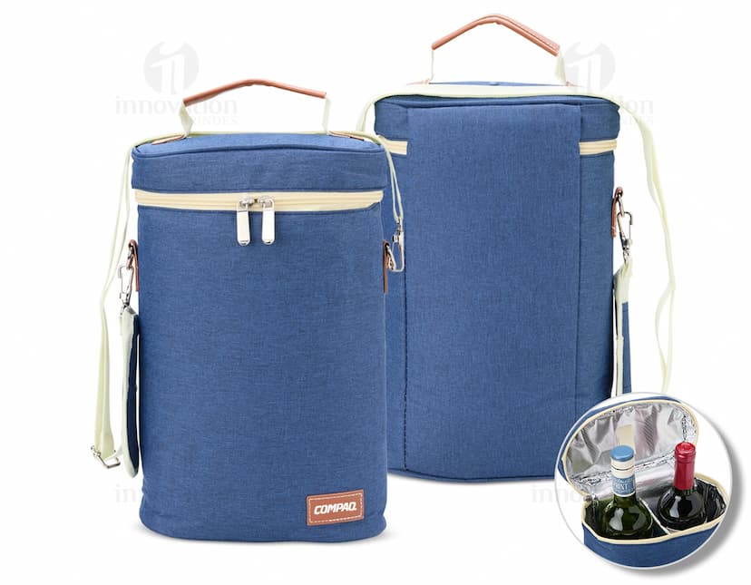 Porta-Garrafas Térmico Duplo em aço inoxidável com design moderno e elegante, ideal para manter a temperatura das bebidas por mais tempo.