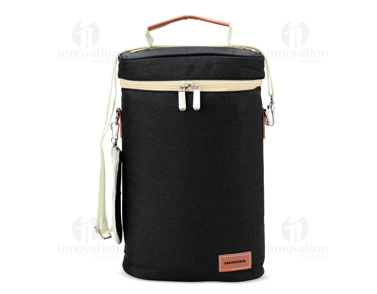 Porta-Garrafas Térmico Duplo em aço inoxidável com design moderno e elegante, ideal para manter a temperatura das bebidas por mais tempo.