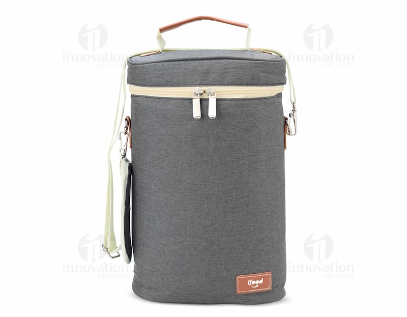 Porta-Garrafas Térmico Duplo em aço inoxidável com design moderno e elegante, ideal para manter a temperatura das bebidas por mais tempo.
