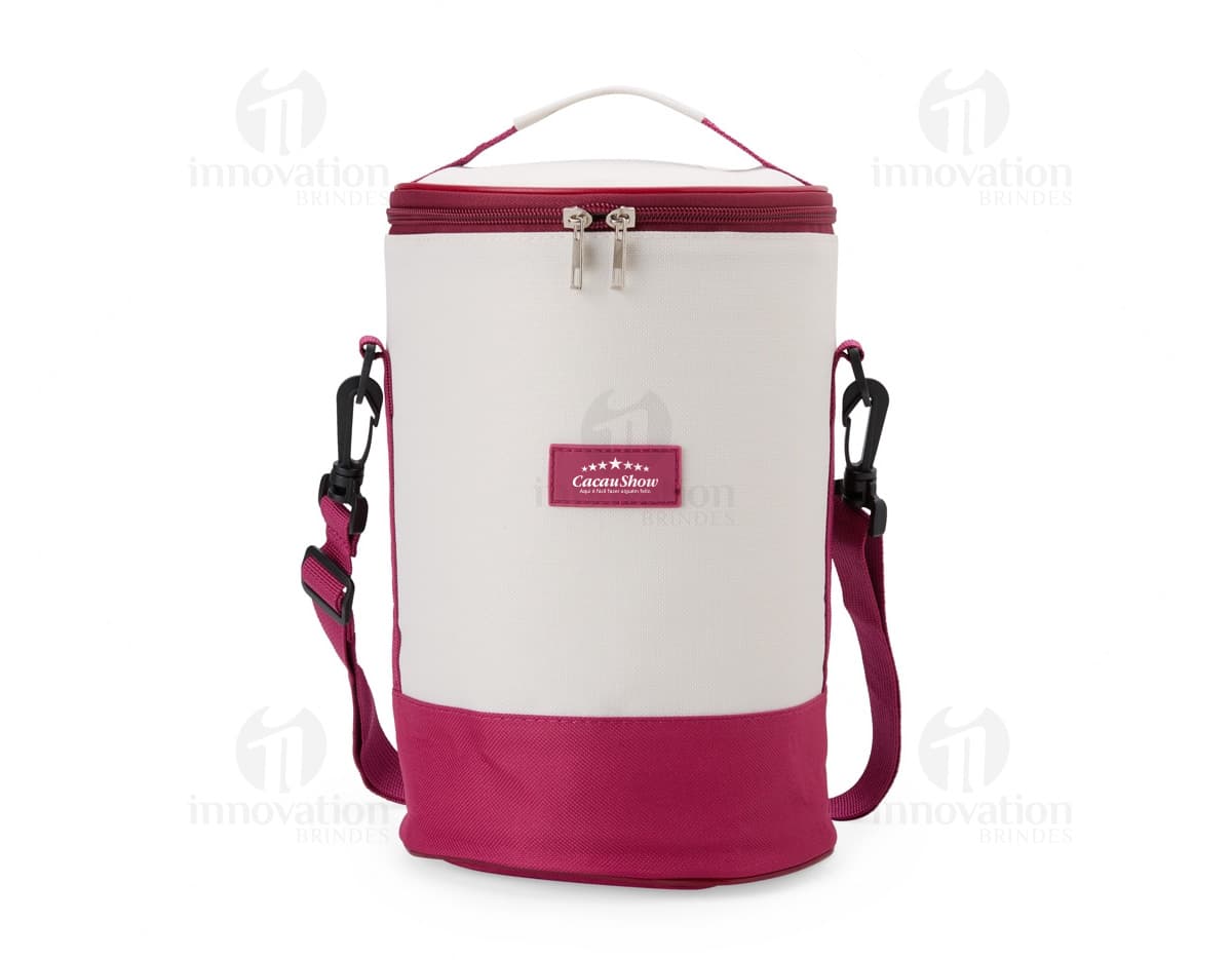 Bolsa Térmica Oxford 8 Litros em cor verde, com alça de mão e ziper para fechamento.