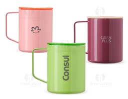 Taza inox de pared doble con capacidad de 270ml, ideal para café, té y otras bebidas calientes. Hecha en material resistente