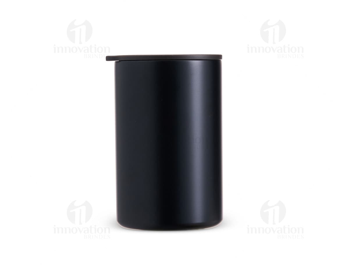 Caneca inox de parede dupla com capacidade de 350ml, ideal para manter a temperatura de bebidas.
