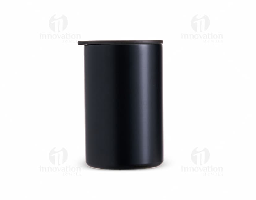 Caneca inox de parede dupla com capacidade de 350ml, ideal para manter a temperatura de bebidas.