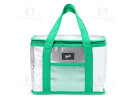 Bolsa térmica de 9,5 litros en color azul, hecha de material resistente y con asa ajustable.