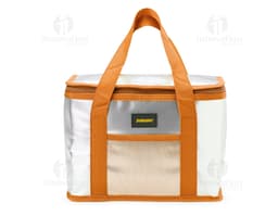 Bolsa térmica de 9,5 litros en color azul, hecha de material resistente y con asa ajustable.