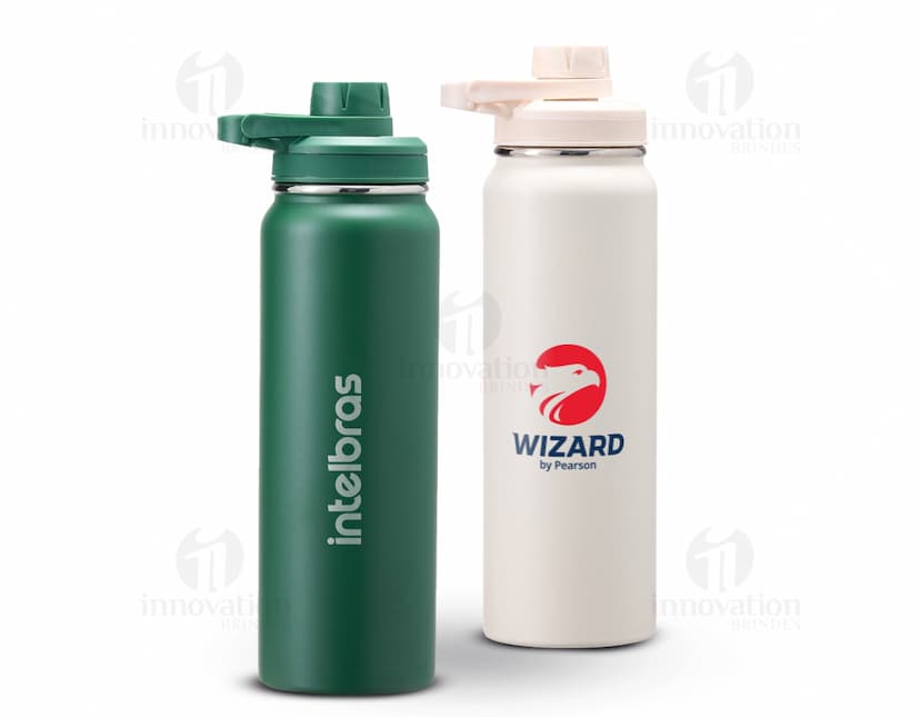 Garrafa térmica de 850ml em inox.