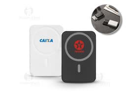 Bateria portátil de lítio com capacidade de 10.000 mAh.