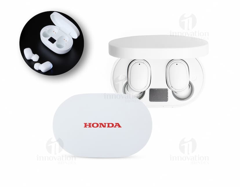 Fone de Ouvido Bluetooth preto com design moderno e tecnológico.