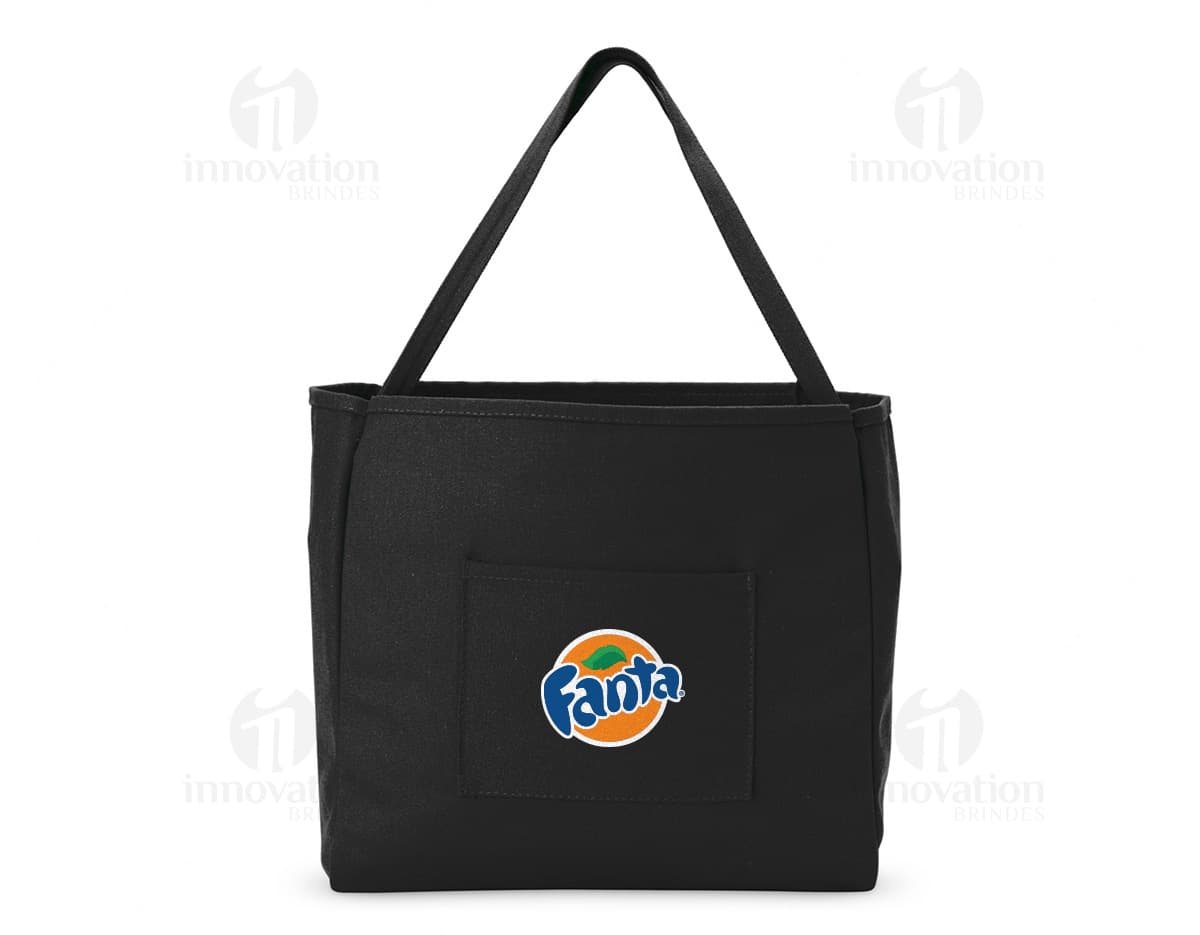 Bolsa de Lona quadriculada nas cores verde e branca, com alça de ombro e fecho de zíper na parte superior.