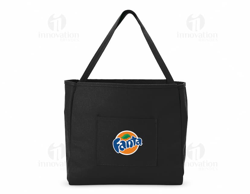 Bolsa de Lona quadriculada nas cores verde e branca, com alça de ombro e fecho de zíper na parte superior.