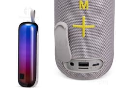 Bluetooth speaker in black, with a modern design and compact appearance.