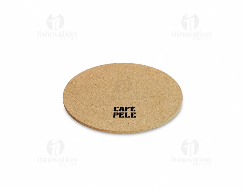Descanso de Panela Cortiça 15cm - Produto em cortiça de 15cm de diâmetro para proteger superfícies de queimaduras de panelas quentes.