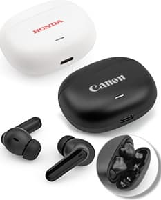 Fone de ouvido wireless na cor preta com design moderno e elegante.