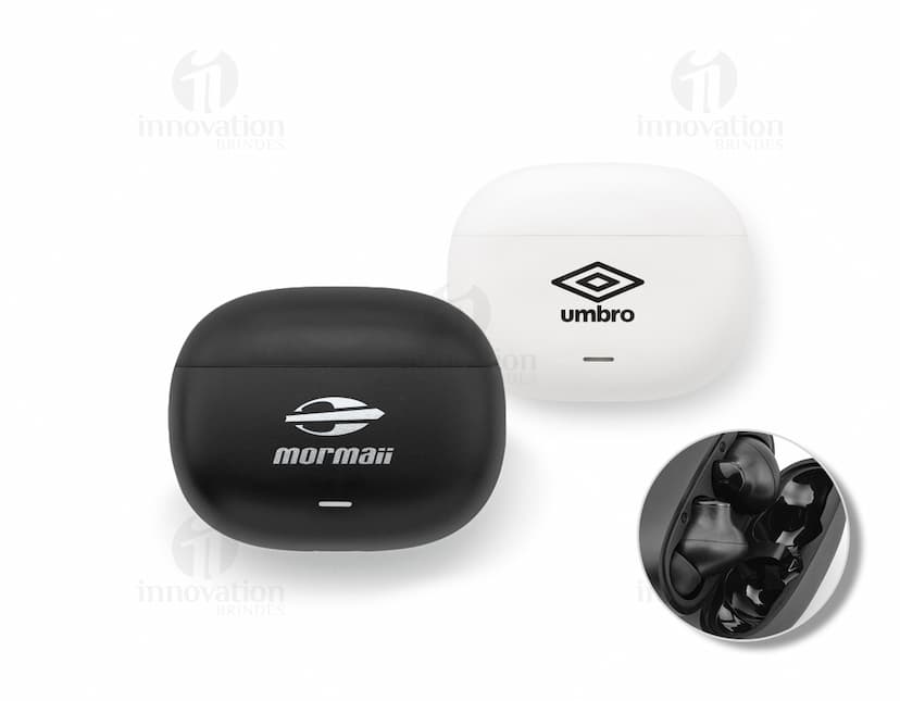 Fone de ouvido wireless na cor preta com design moderno e elegante.