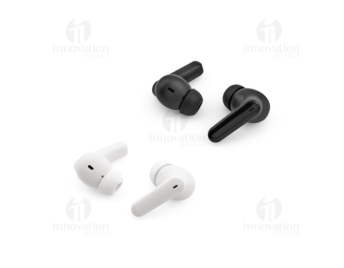 Fone de ouvido wireless na cor preta com design moderno e elegante.
