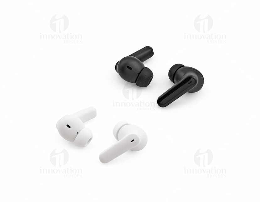 Fone de ouvido wireless na cor preta com design moderno e elegante.